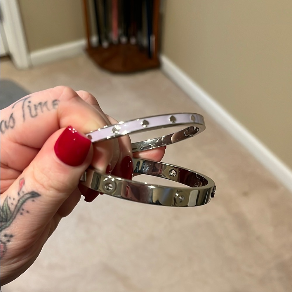 Kate spade Silver and lavender Studded Bangle Set